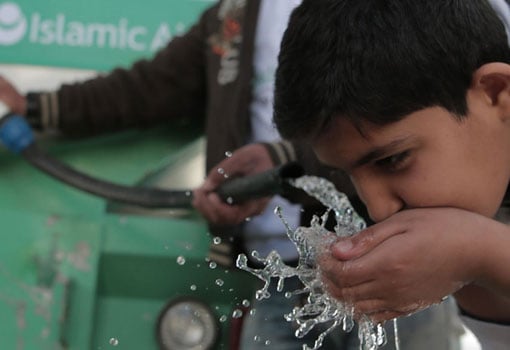 Food and Water Boy drinking water